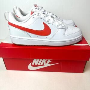 New Nike Court Borough Low 2 GS White/Orange Summit Youth Size 5.5